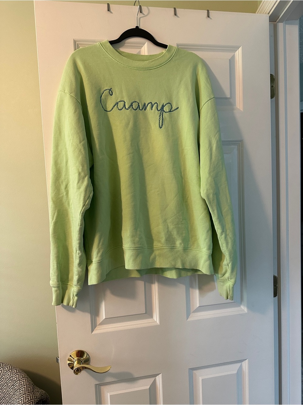 Light Green 'Caamp' Embroidered Crewneck Sweater